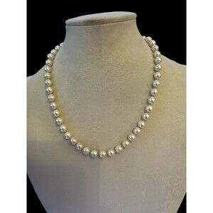 Ivory Pearl Tone Strand Necklace White Wedding Everyday Classic Preppy